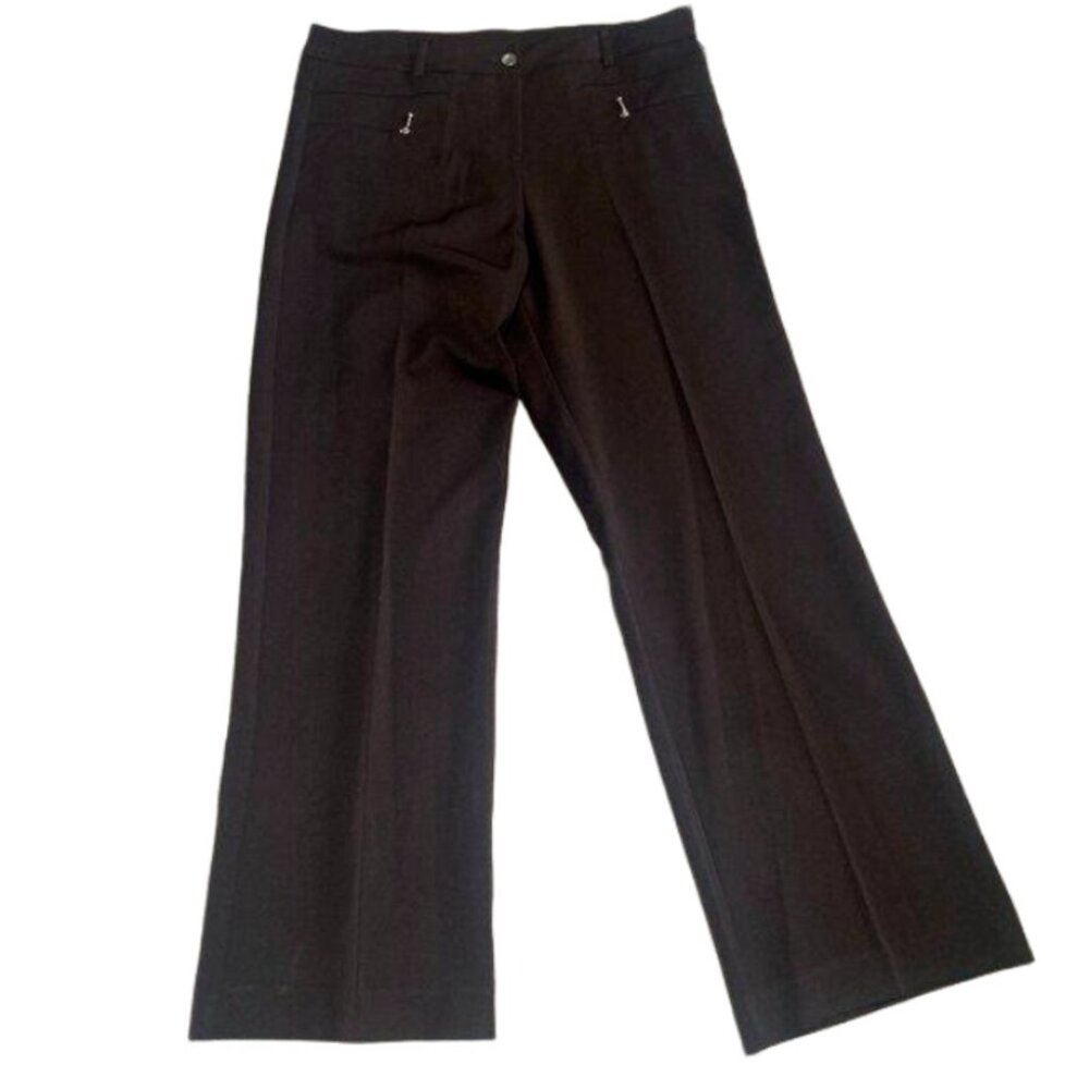 Mode de Vie Dress Brown Stretch Dress Pants Trouser Front Zipper Pockets Size 14